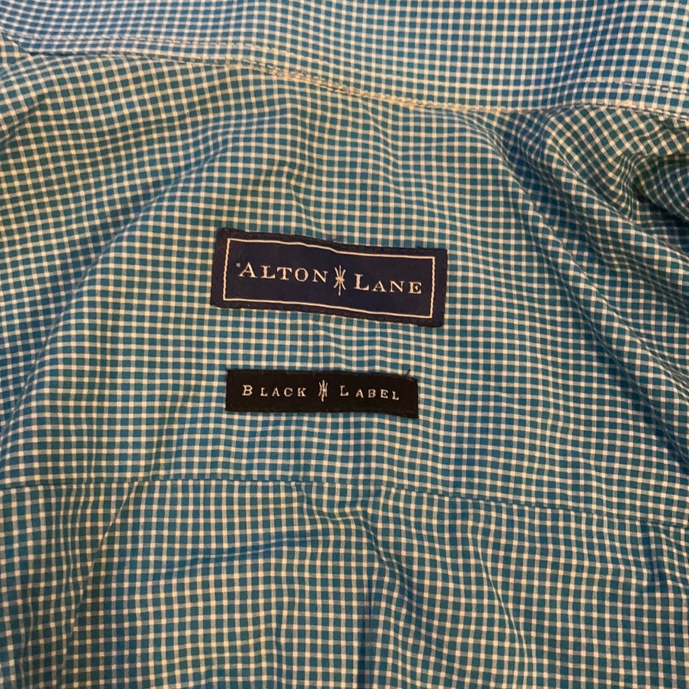 Custom Alton Lane Gingham Shirt Blue, Men’s roughly size M, business casual